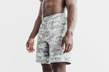 Nobull Lightweight Knit 9" Men's Shorts White Camo | Australia (RD7850)